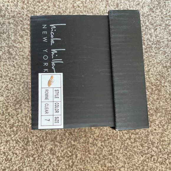 Nicole Miller Sandals, clear with rhinestones,studs, size 7, gently used. - Picture 3 of 5